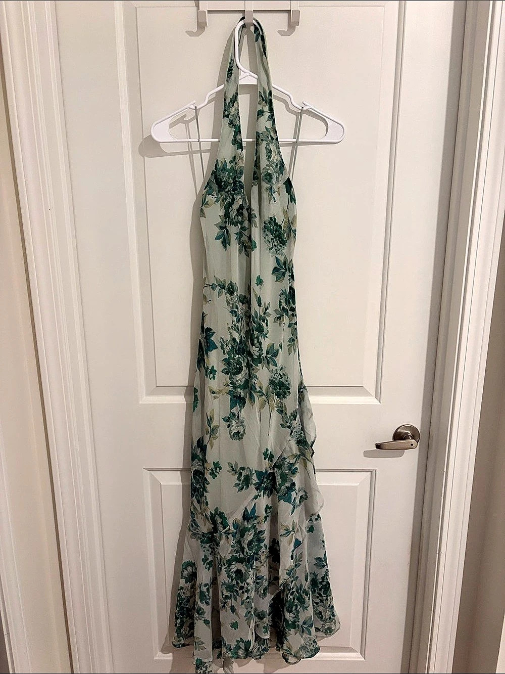 Marshalls Floral Maxi Dress in Green & White Size Medium NWT